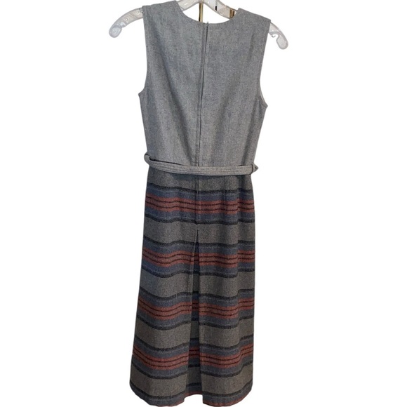 Vintage mid century 50s wool sleeveless grey red twee dress Academia winter chic - Picture 3 of 8